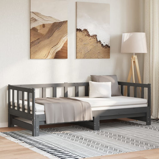 Grey Pull-out Day Bed Frame 2x(90x190)cm - No Mattress Included