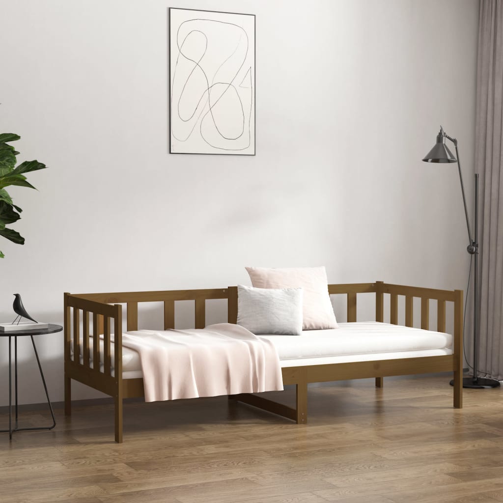Solid Pine Day Bed 80x200cm, Honey Brown - No Mattress Included
