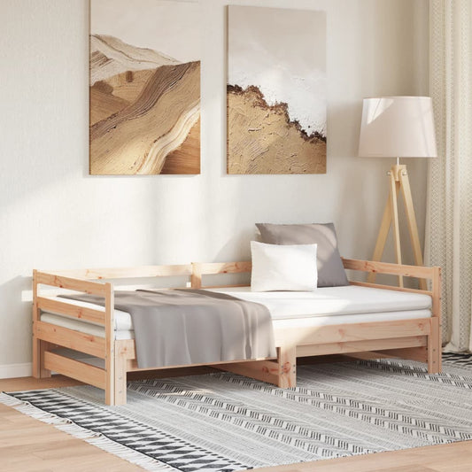 Modern Oak Pull-out Day Bed Frame 80x200 cm (Mattress Not Included)