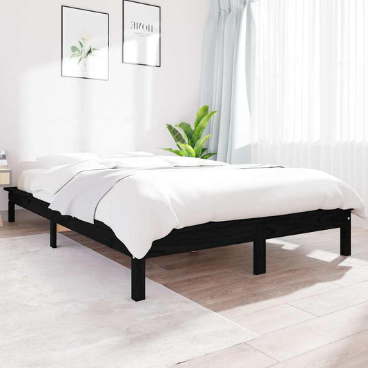 Black Solid Wood Bed Frame 120x200 cm - vidaXL (No Mattress)