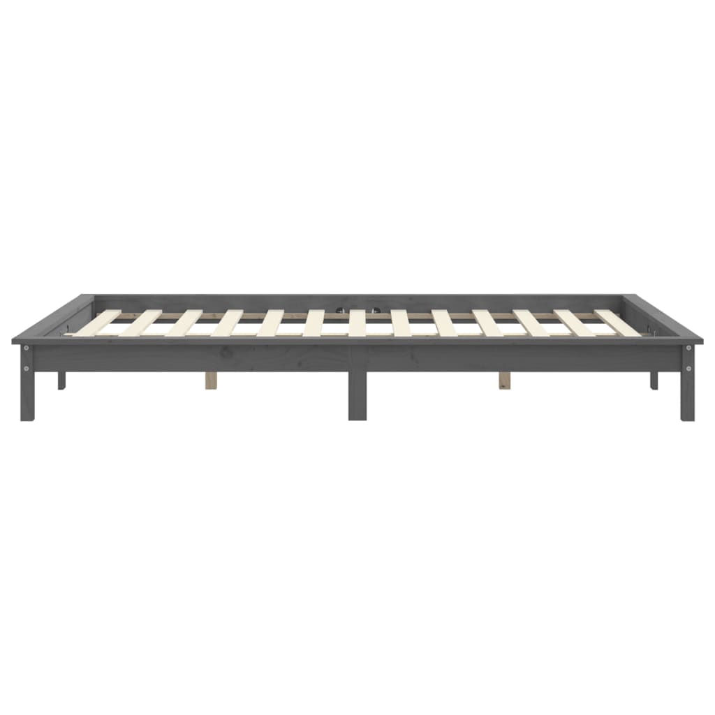 Solid Wood Grey Bed Frame 160x200 cm - vidaXL without Mattress