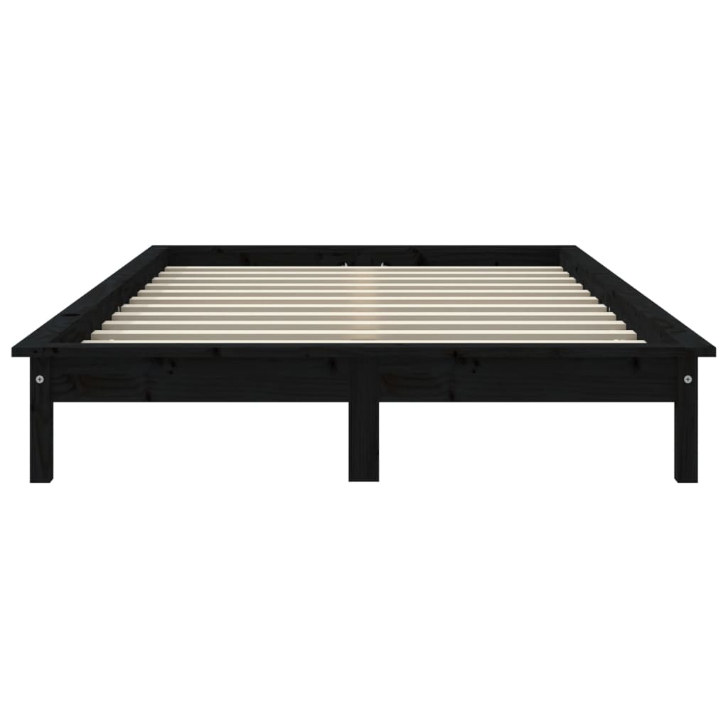 vidaXL Black Solid Wood Bed Frame 160x200 cm - No Mattress Included