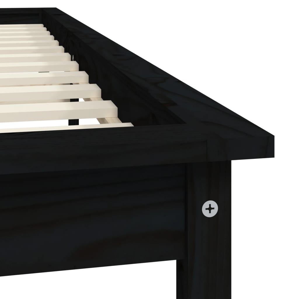 vidaXL Black Solid Wood Bed Frame 160x200 cm - No Mattress Included