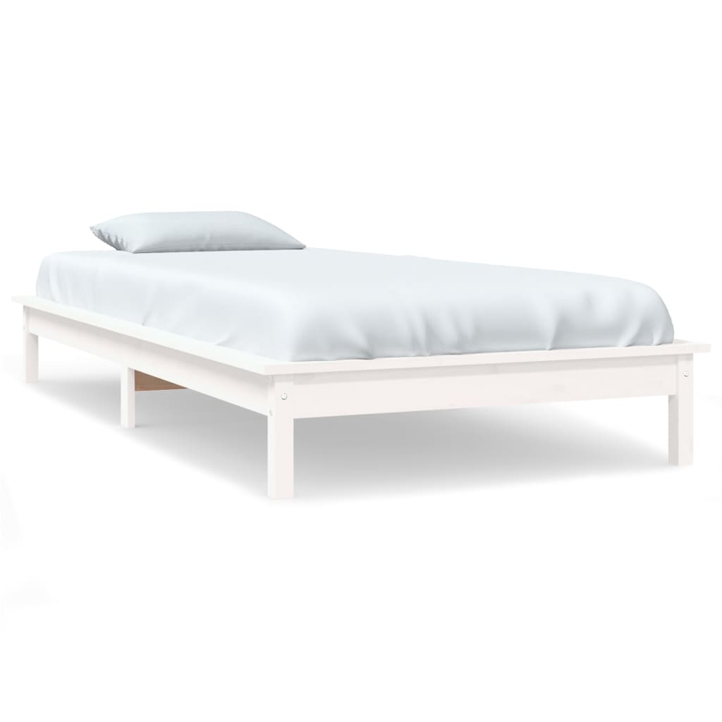 Solid Wood Single Bed Frame, White - No Mattress Included