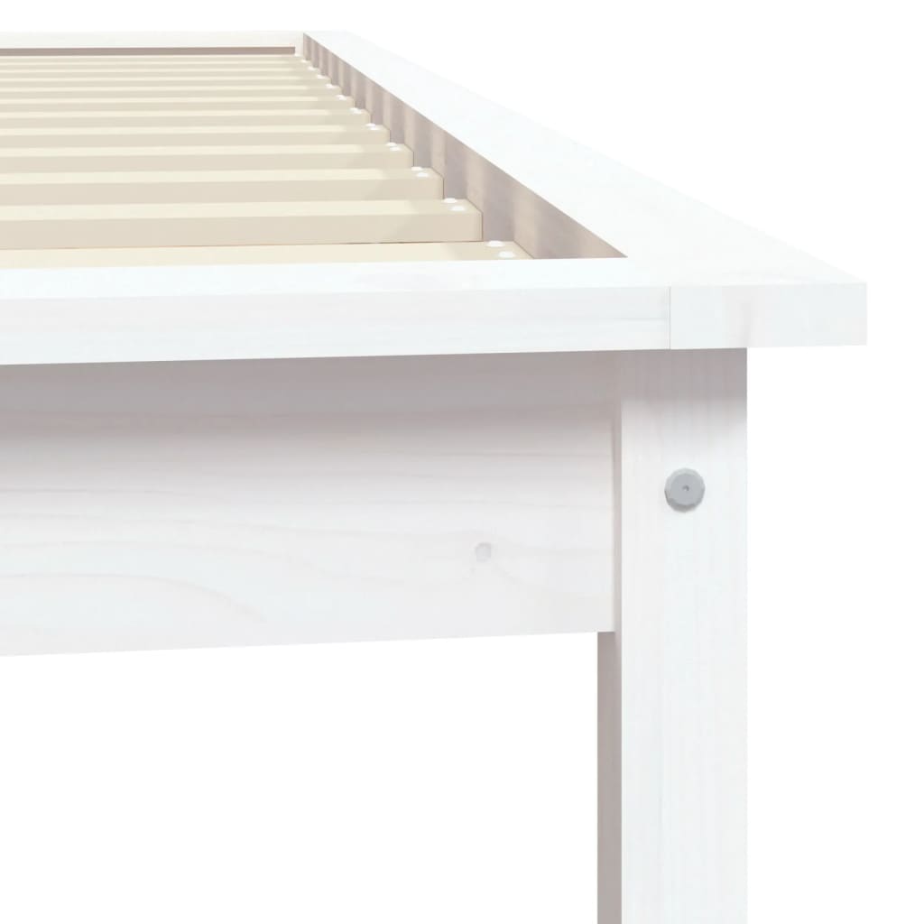Solid Wood Single Bed Frame, White - No Mattress Included