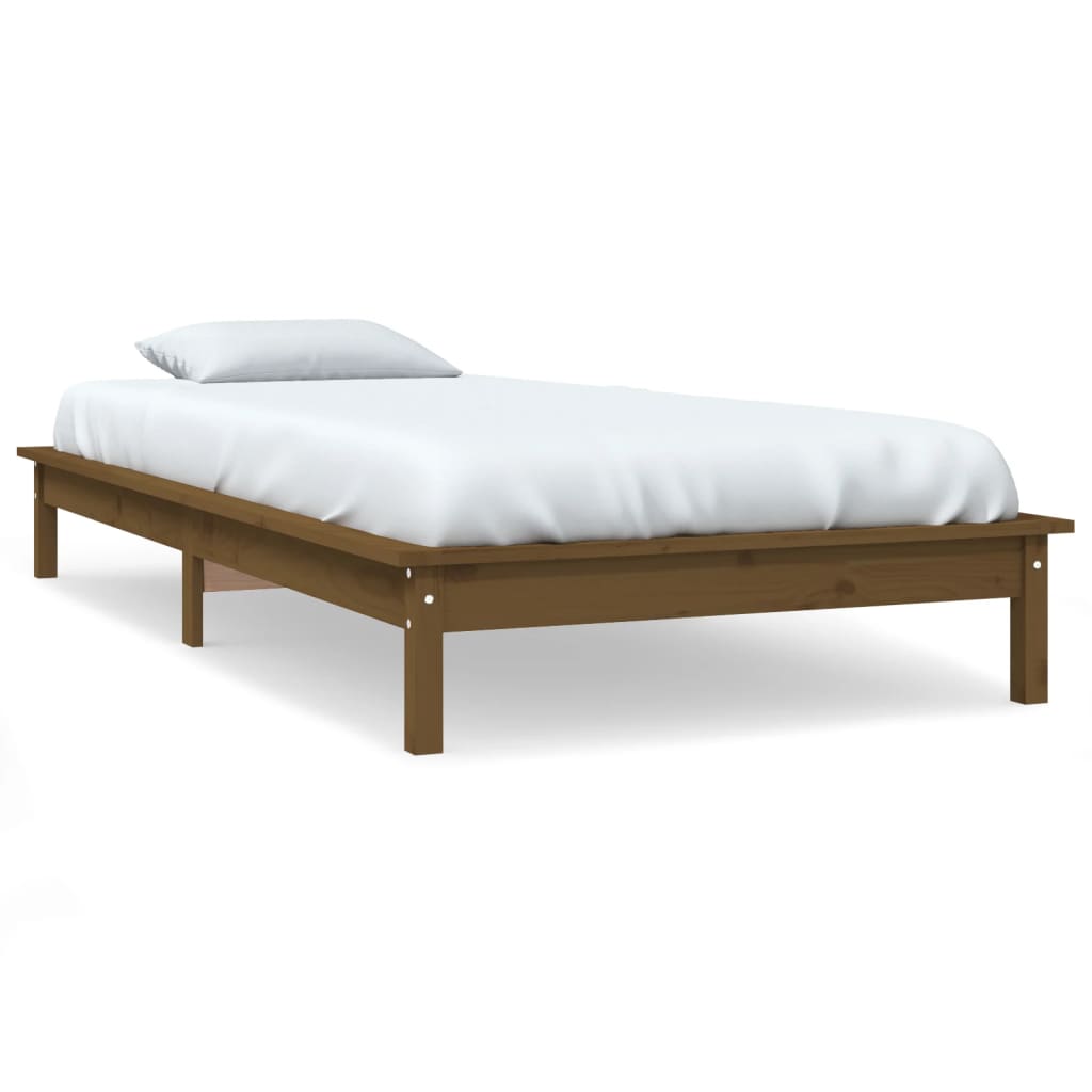 Honey Brown Solid Wood Single Bed Frame - Mattress Not Included