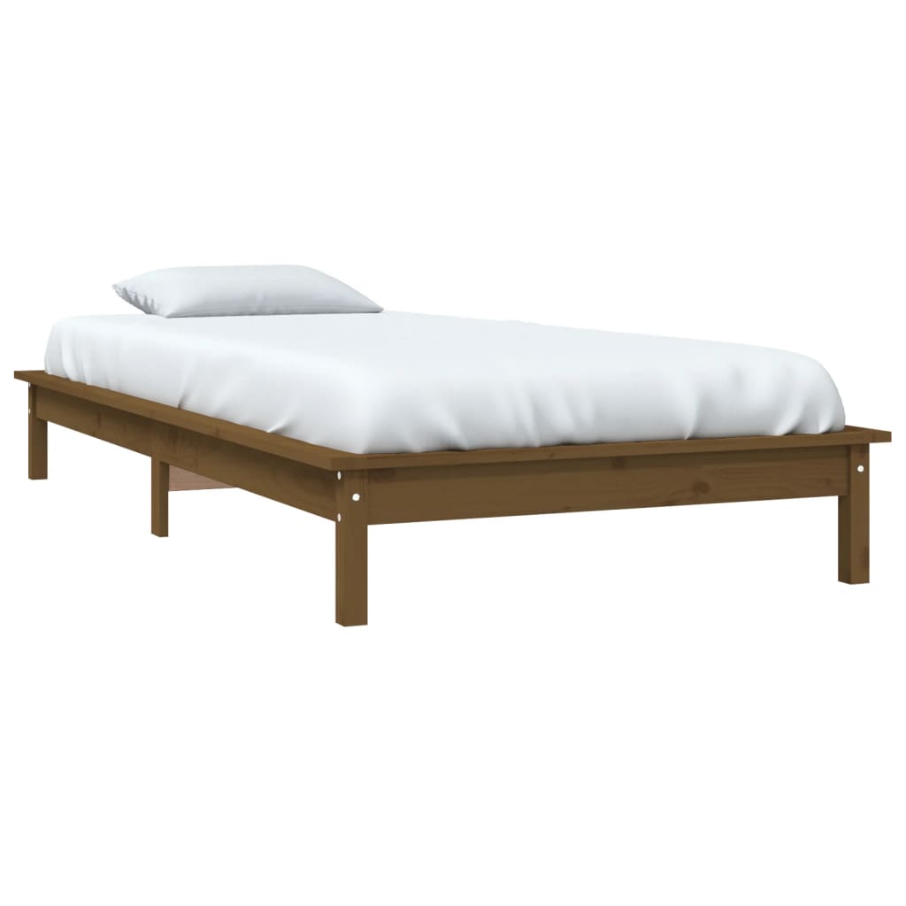 Honey Brown Solid Wood Single Bed Frame - Mattress Not Included