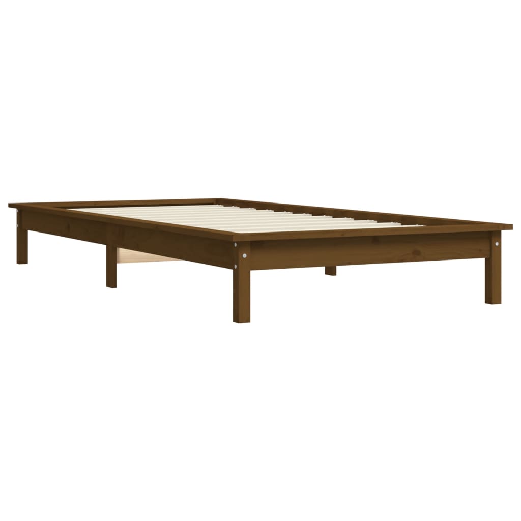 Honey Brown Solid Wood Single Bed Frame - Mattress Not Included