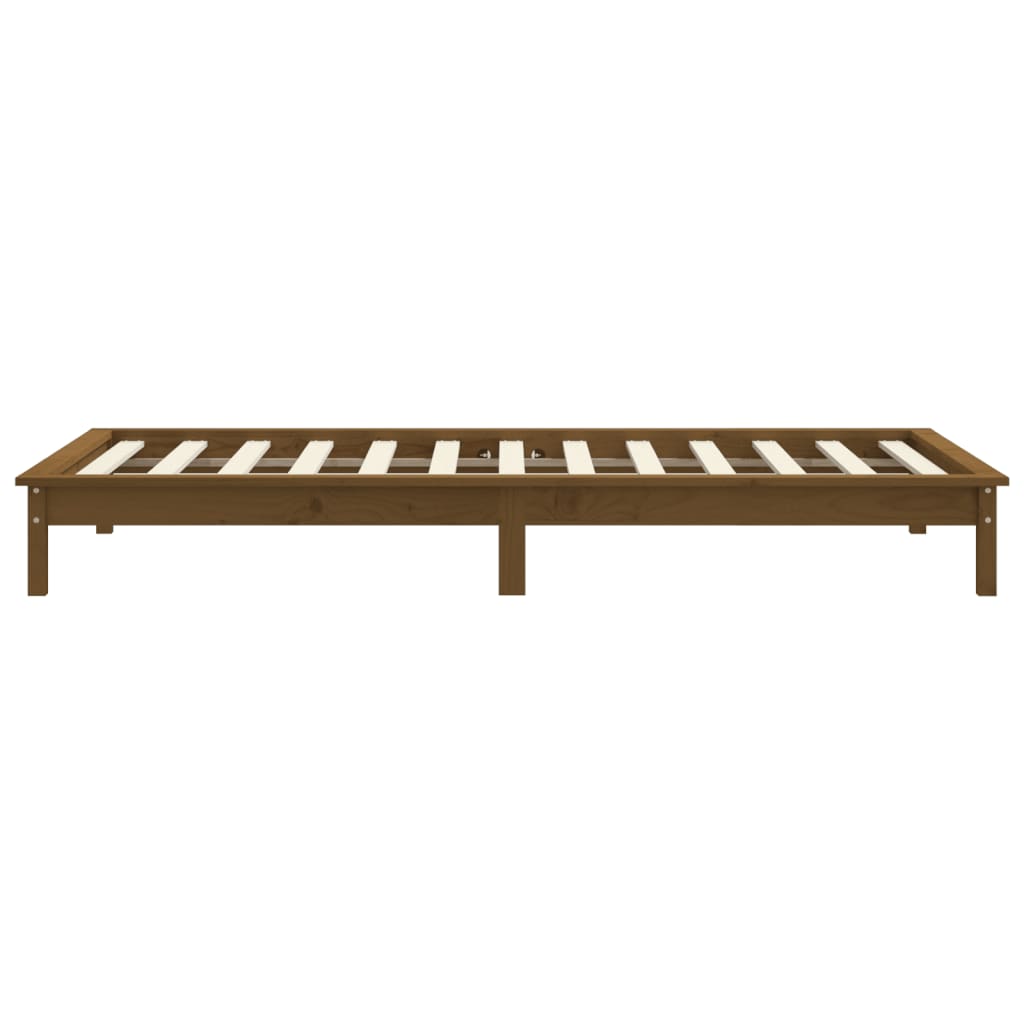 Honey Brown Solid Wood Single Bed Frame - Mattress Not Included
