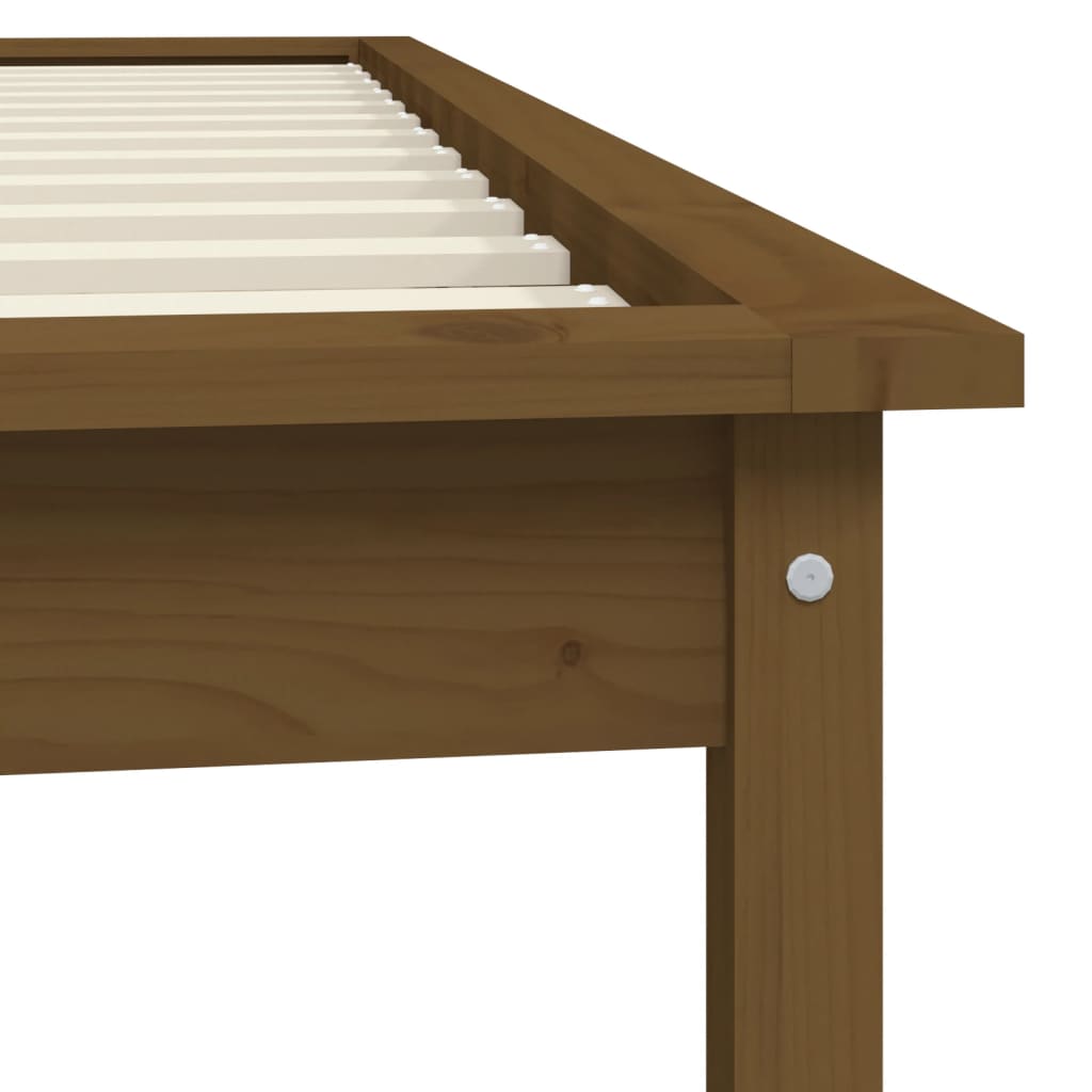 Honey Brown Solid Wood Single Bed Frame - Mattress Not Included