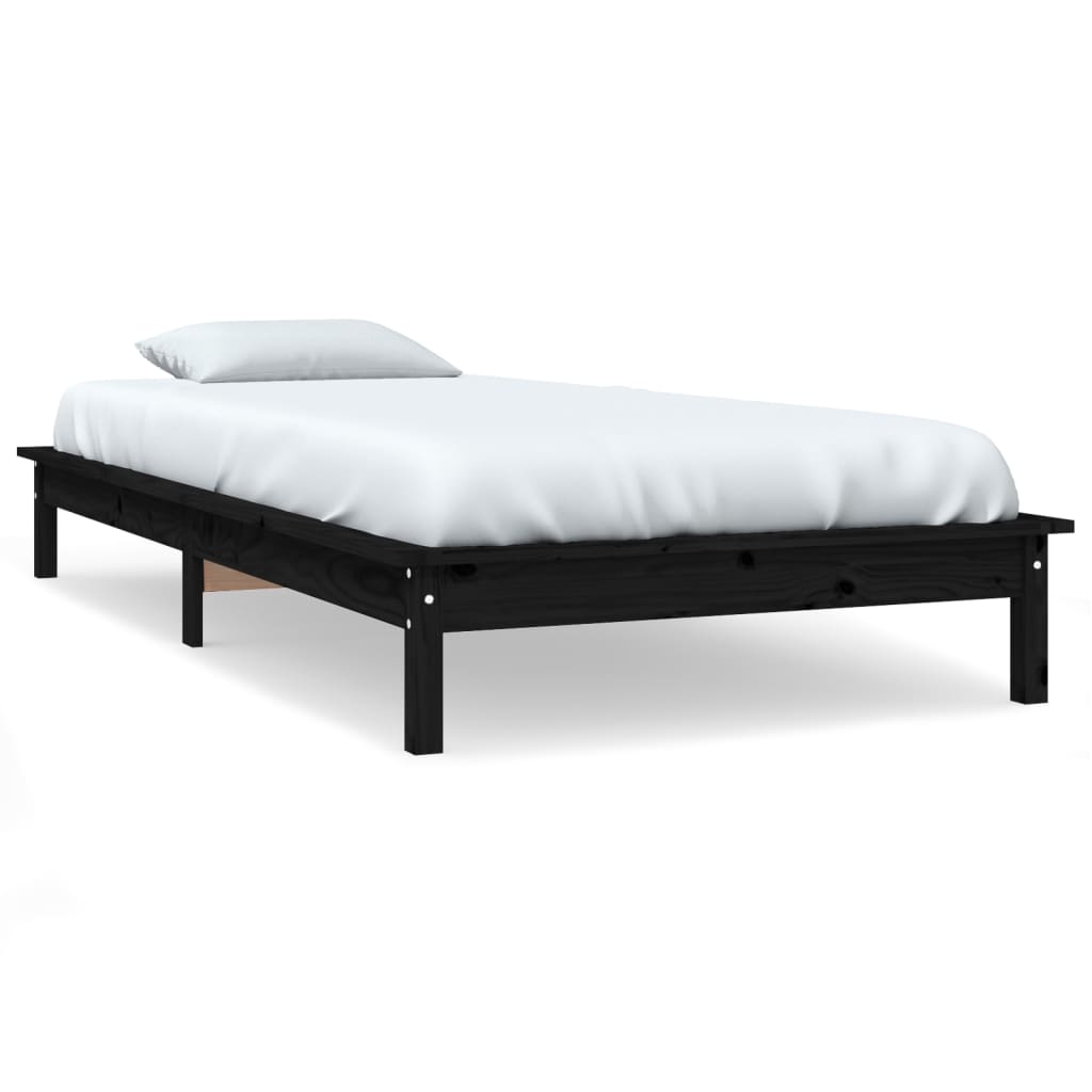 Black Solid Wood Single Bed Frame - No Mattress Included