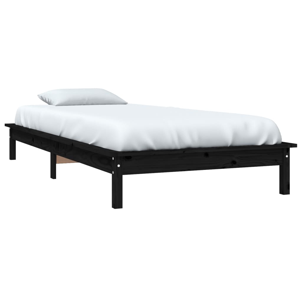 Black Solid Wood Single Bed Frame - No Mattress Included
