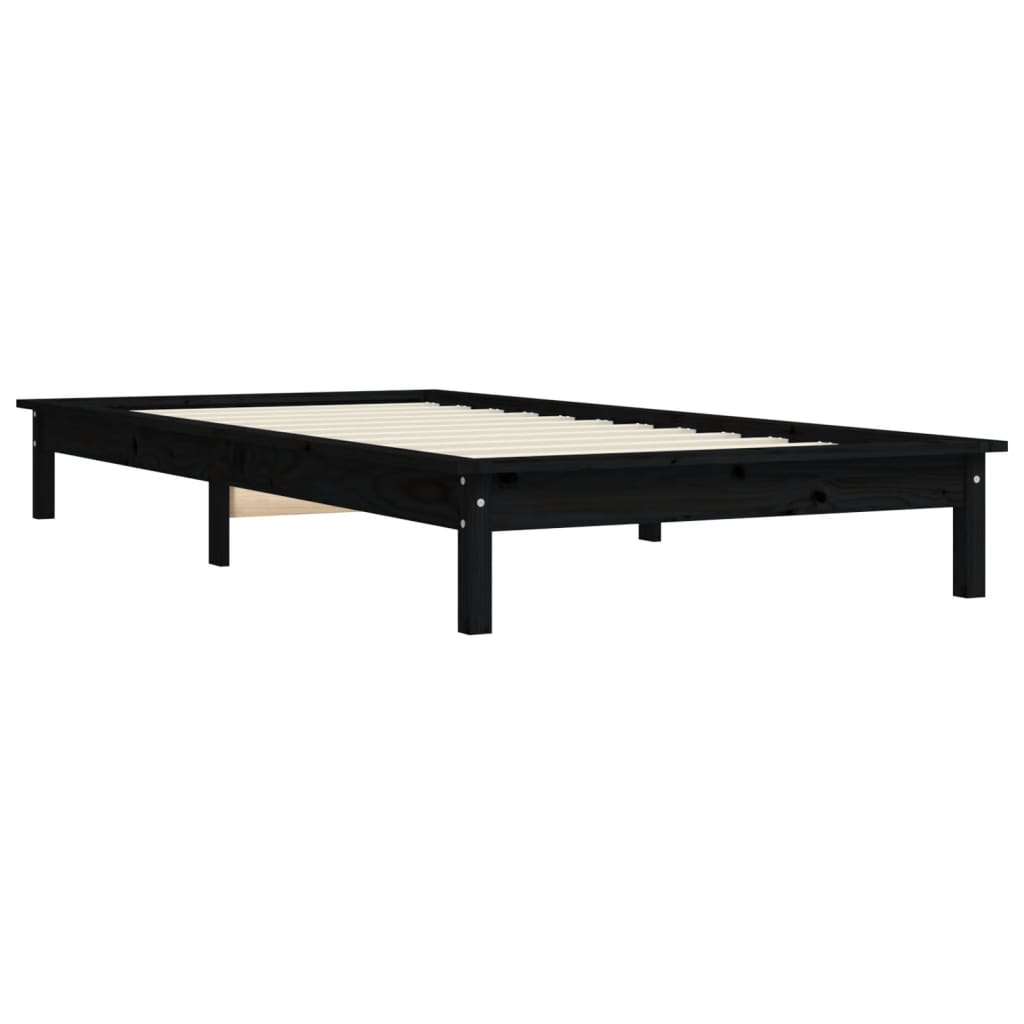 Black Solid Wood Single Bed Frame - No Mattress Included