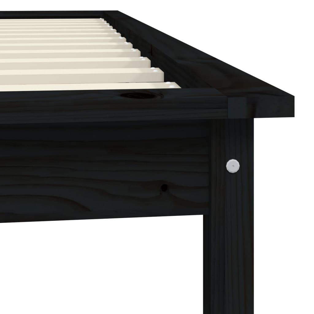 Black Solid Wood Single Bed Frame - No Mattress Included