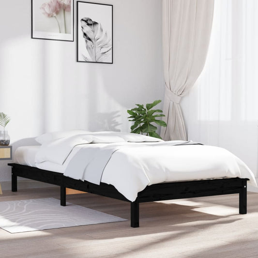 Black Solid Wood Single Bed Frame - No Mattress Included