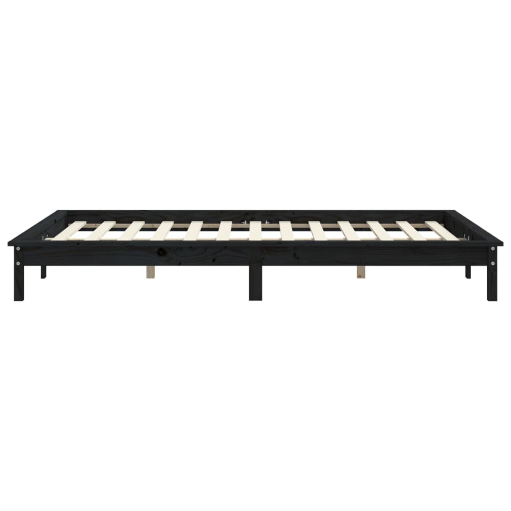 Bed Frame without Mattress Black Double Solid Wood