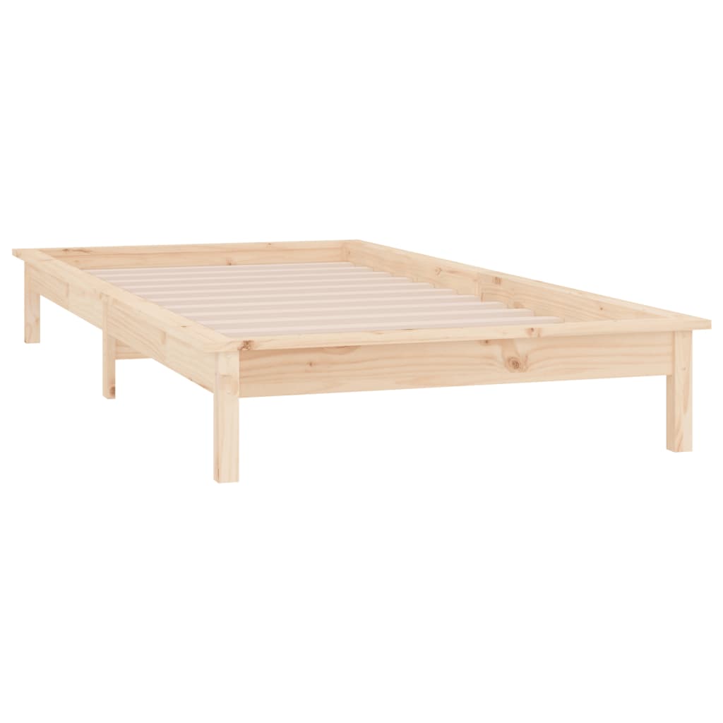 Solid Wood LED Bed Frame 100x200cm - No Mattress Included