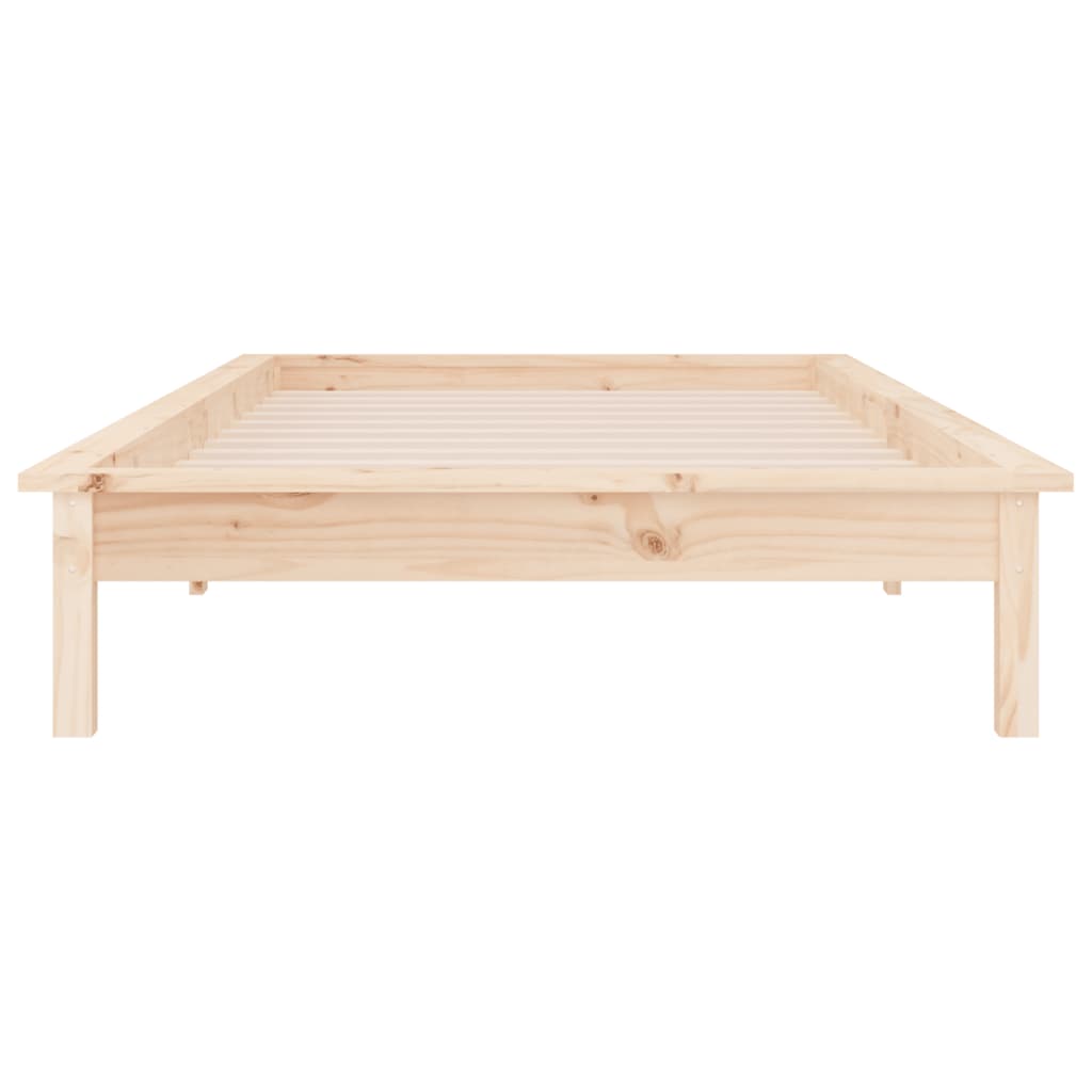 Solid Wood LED Bed Frame 100x200cm - No Mattress Included