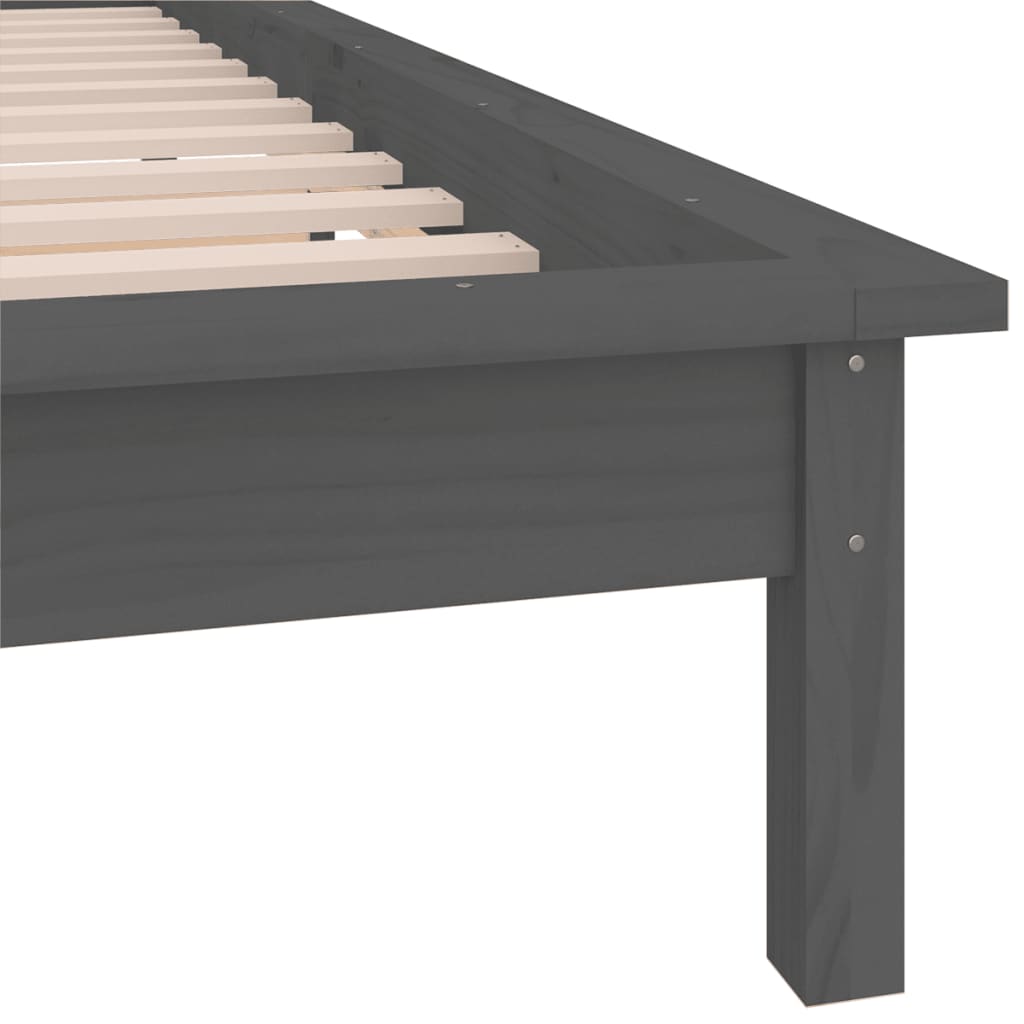 Grey Solid Wood LED Bed Frame, No Mattress, 100x200 cm