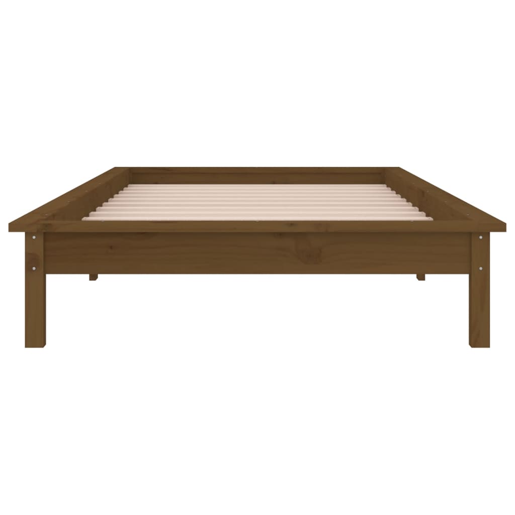 Solid Wood LED Bed Frame Honey Brown 100x200 cm (No Mattress)