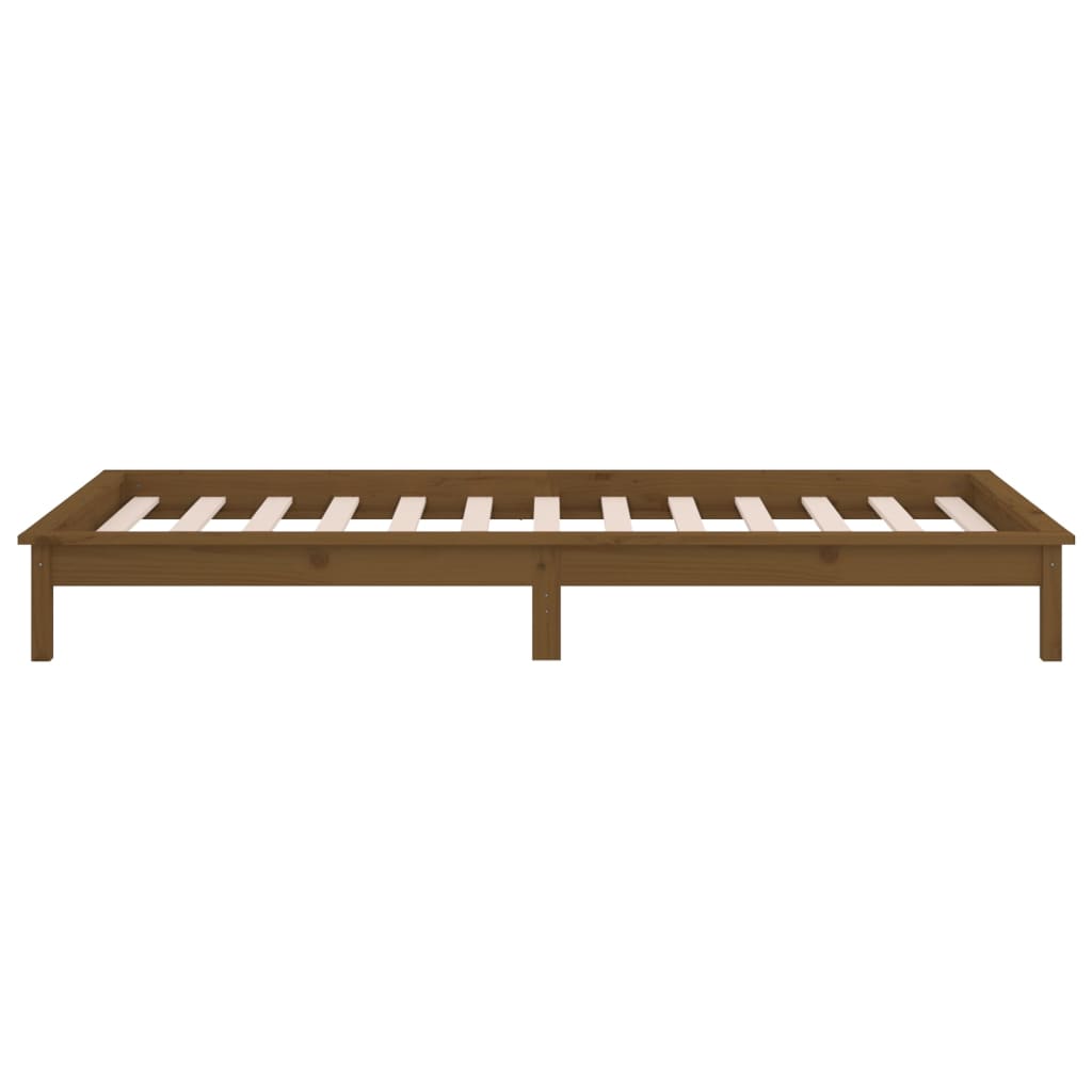 Solid Wood LED Bed Frame Honey Brown 100x200 cm (No Mattress)