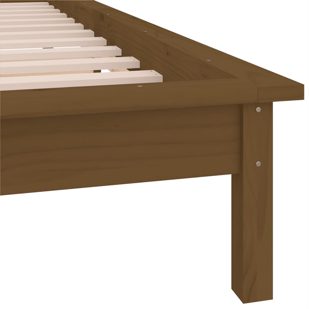 Solid Wood LED Bed Frame Honey Brown 100x200 cm (No Mattress)
