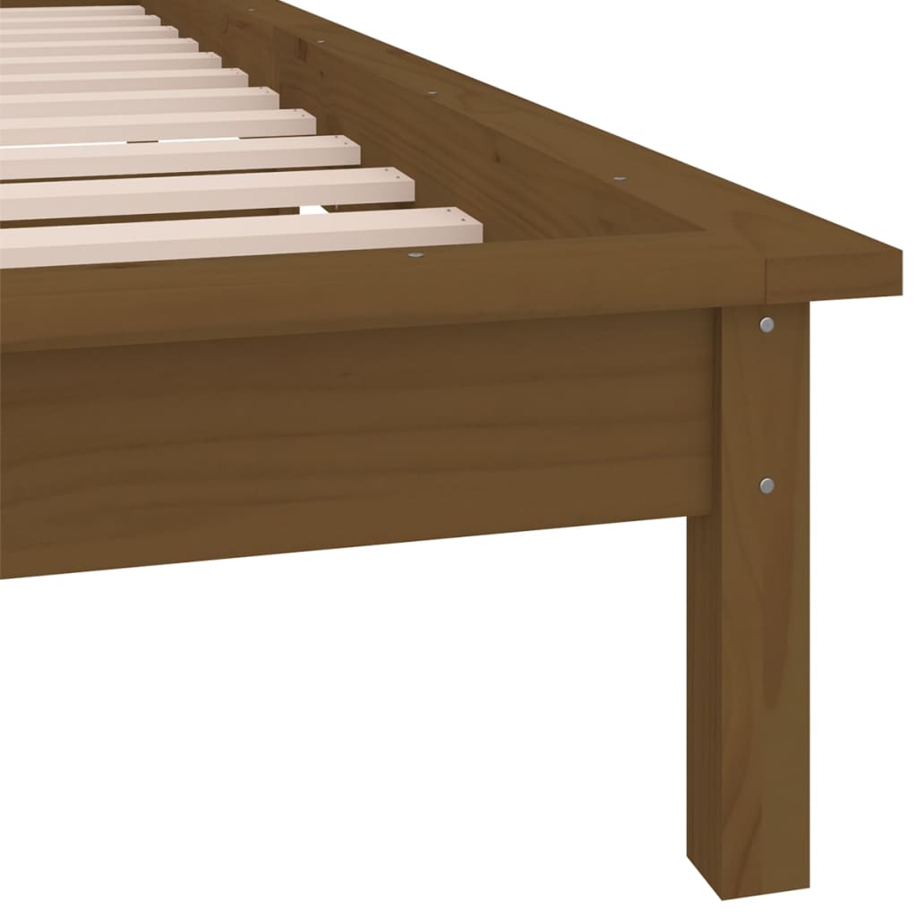 Honey Brown Solid Wood LED Bed Frame 90x190 cm Single