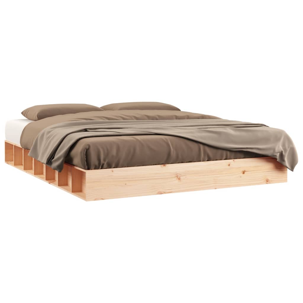 Solid Wood Bed Frame 160x200 cm - Natural Finish, No Mattress