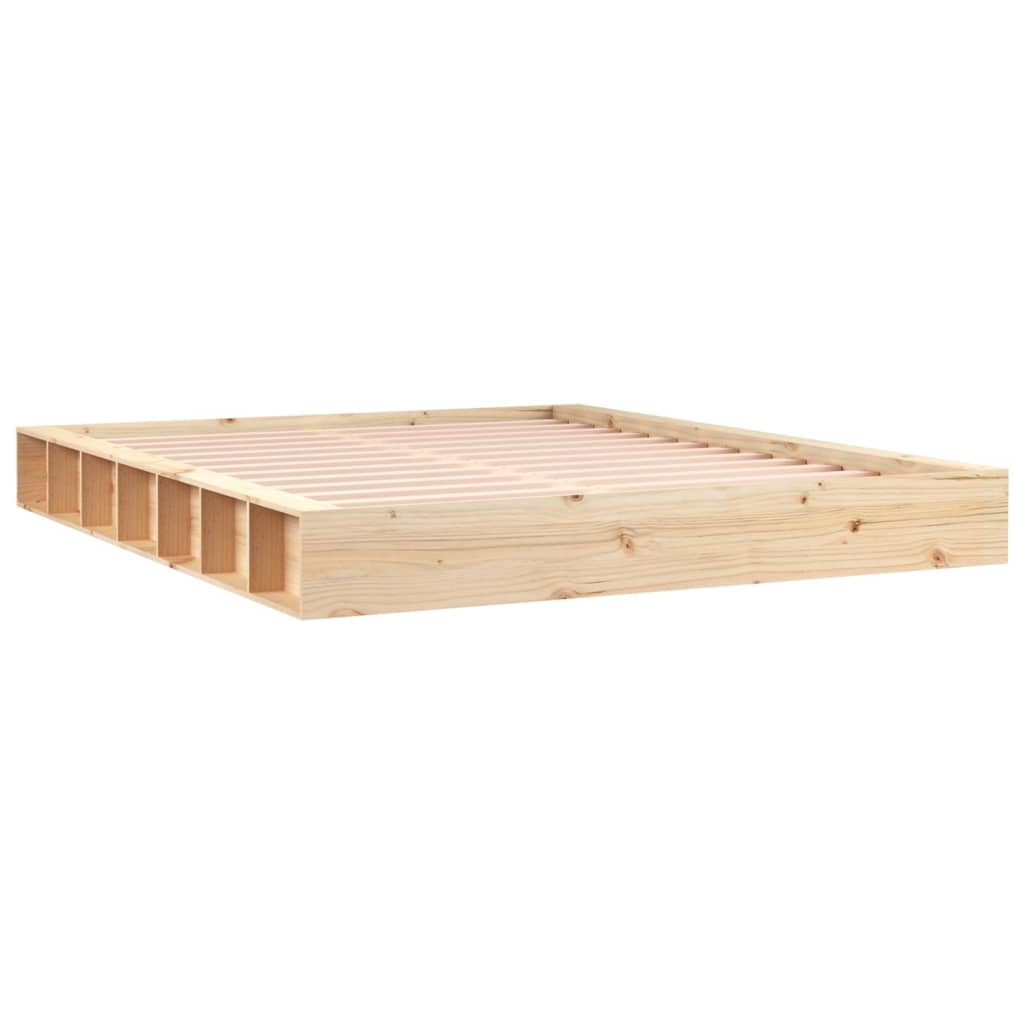 Solid Wood Bed Frame 160x200 cm - Natural Finish, No Mattress