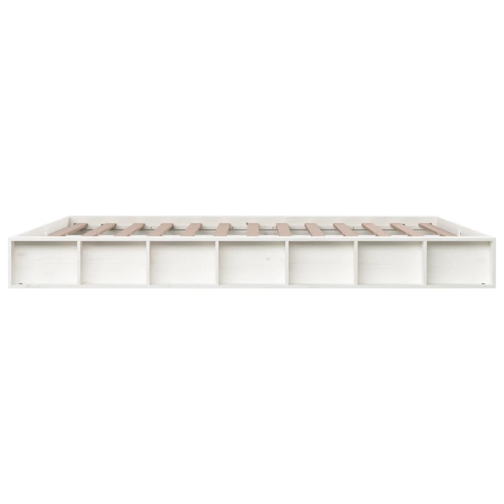 Solid Wood White Bed Frame 160x200 cm - No Mattress Included