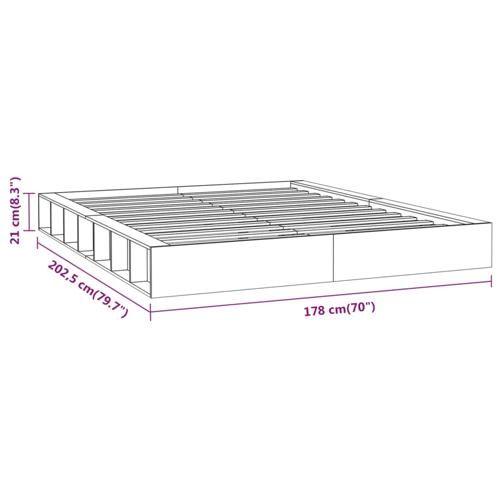 Solid Wood White Bed Frame 160x200 cm - No Mattress Included