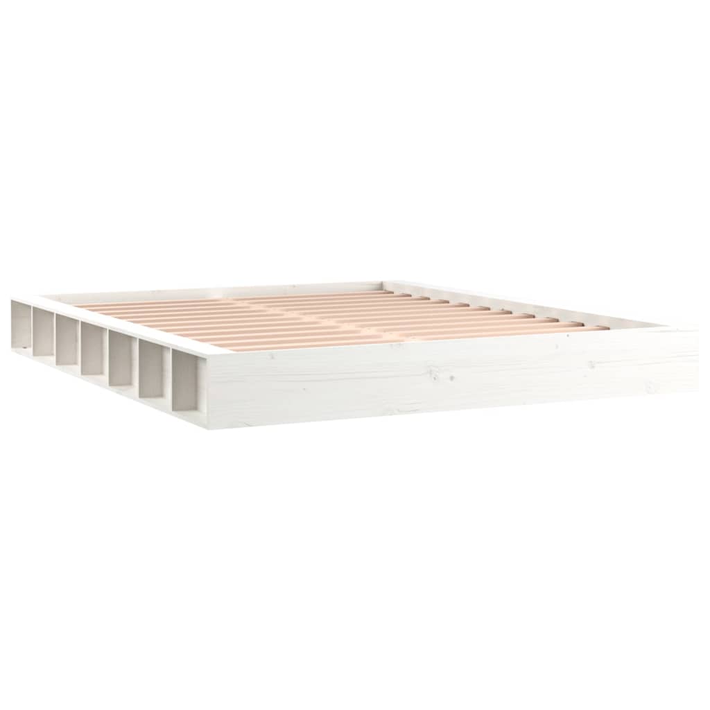 King Size Solid Wood Bed Frame 150x200 cm - White Finish