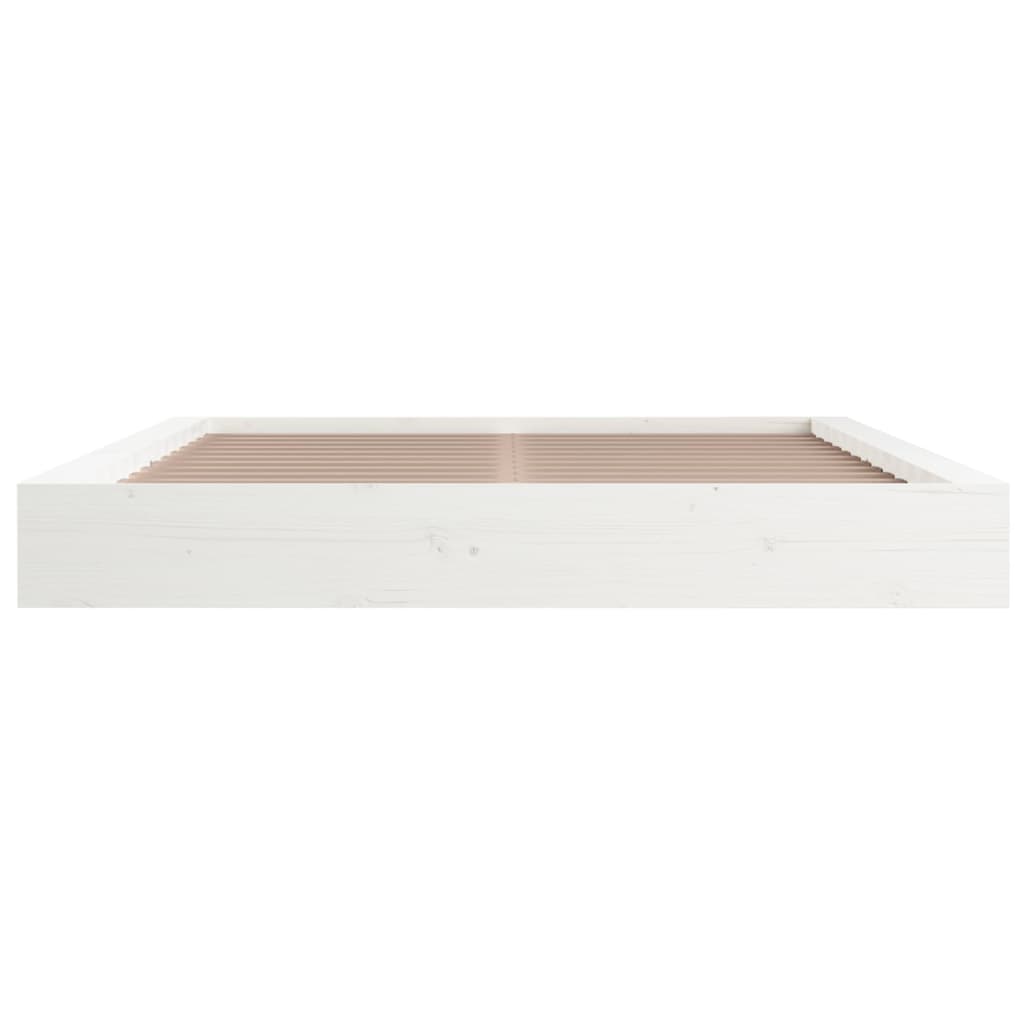 King Size Solid Wood Bed Frame 150x200 cm - White Finish
