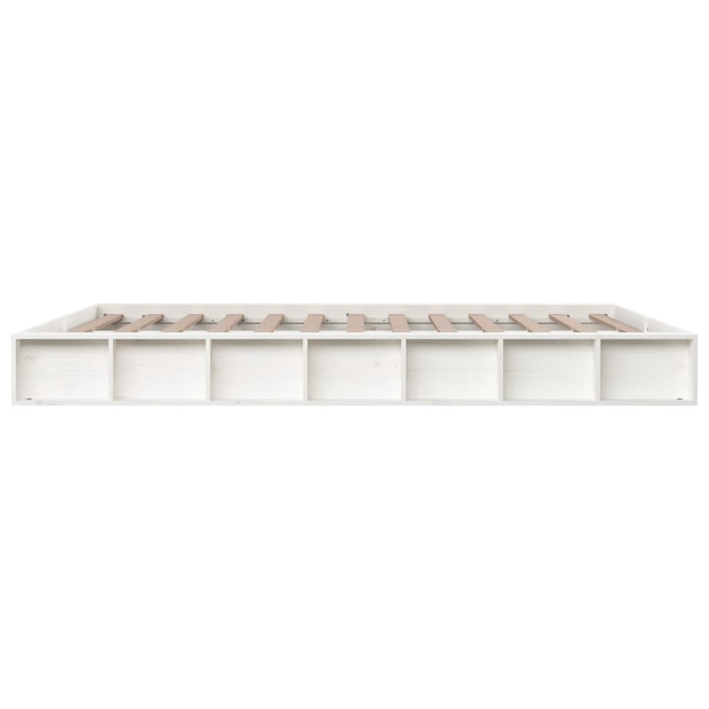 King Size Solid Wood Bed Frame 150x200 cm - White Finish