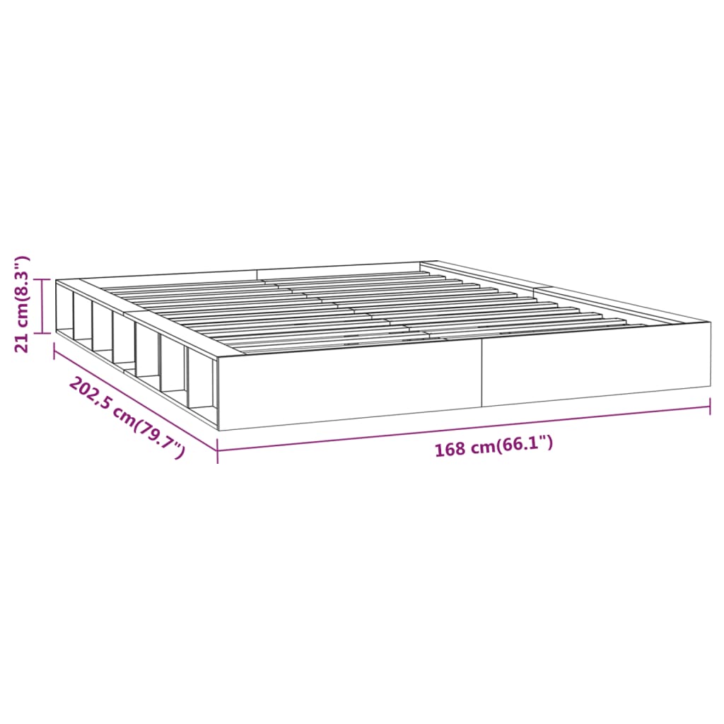 King Size Solid Wood Bed Frame 150x200 cm - White Finish
