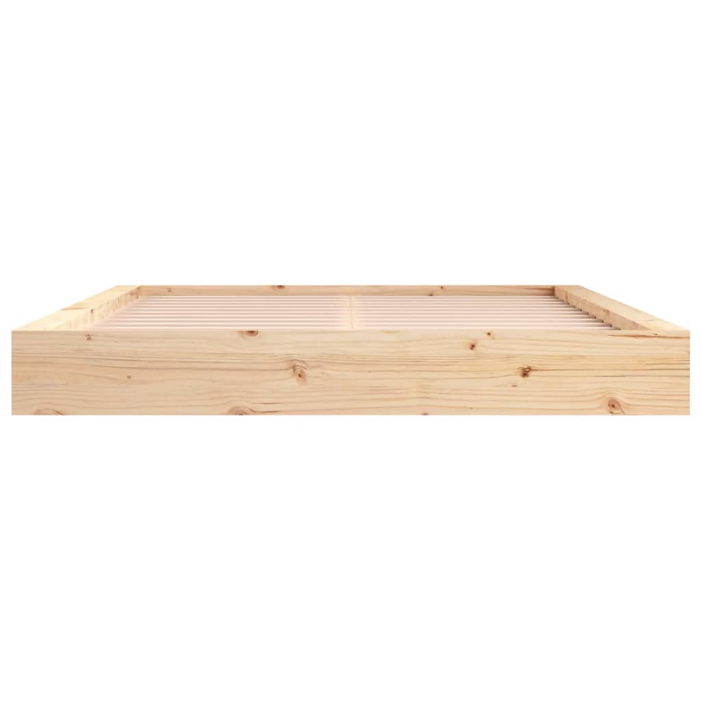 Solid Wood 140x200cm Bed Frame - Classic Oak Finish, No Mattress