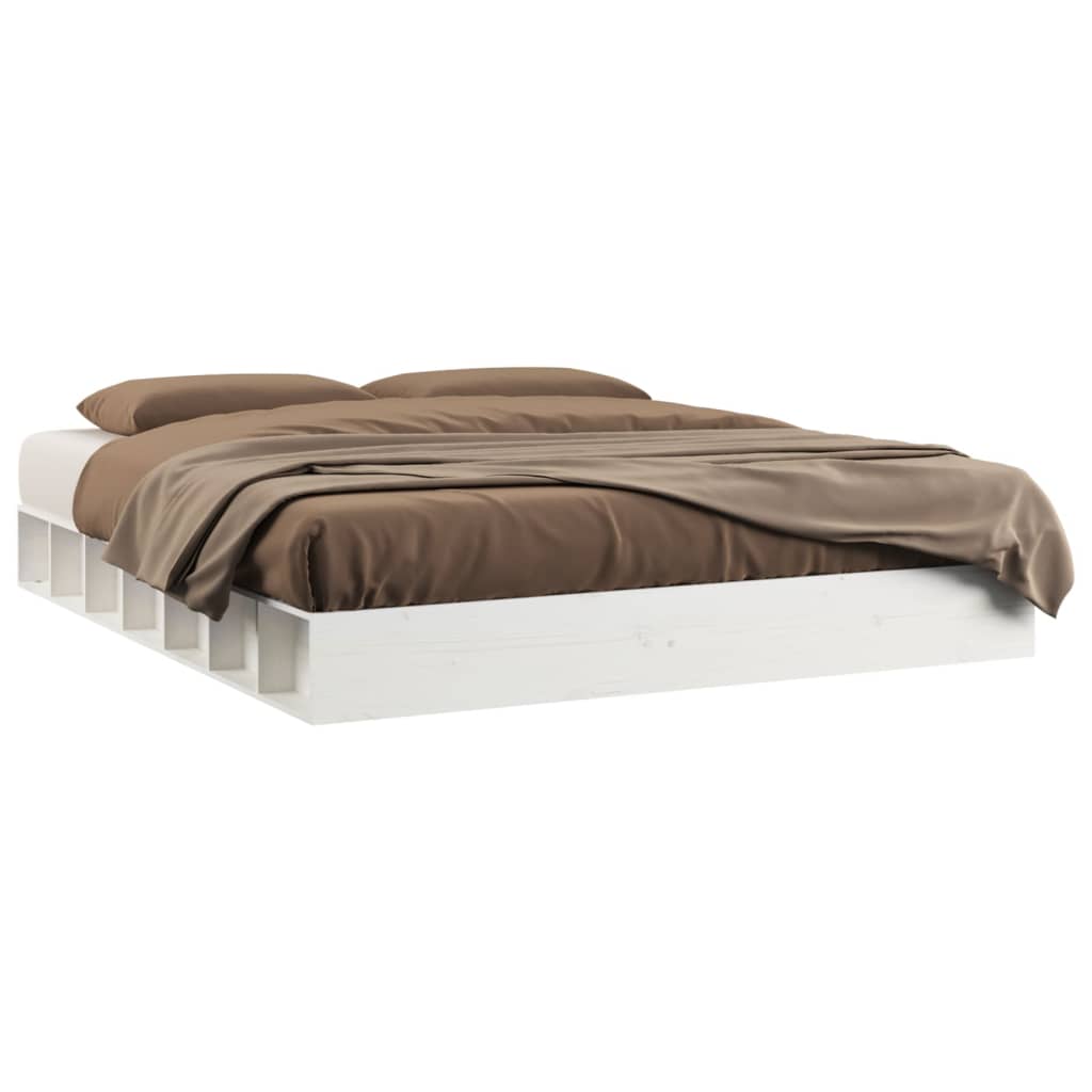 Solid Wood White Bed Frame 140x200 cm - No Mattress Included