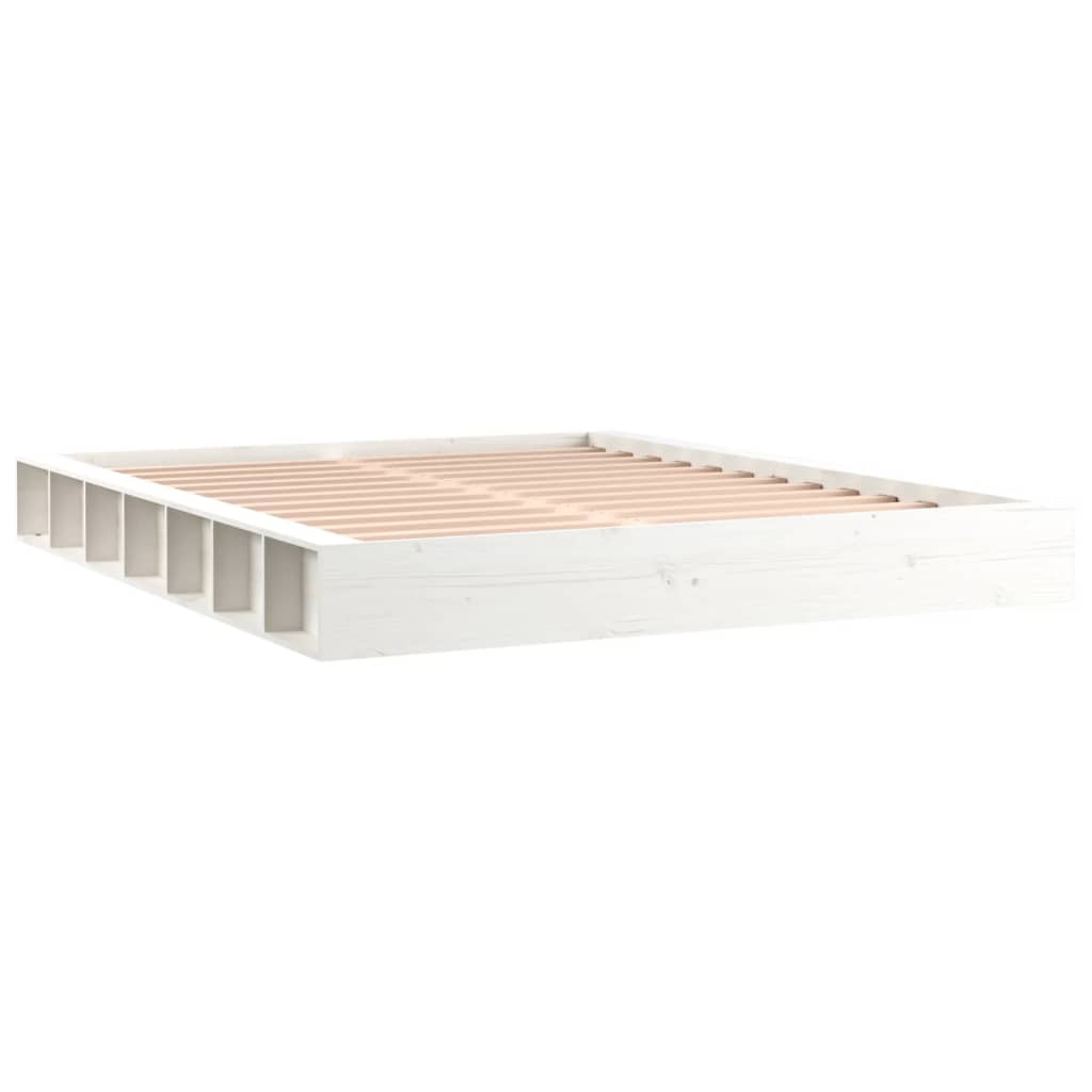 Solid Wood White Bed Frame 140x200 cm - No Mattress Included