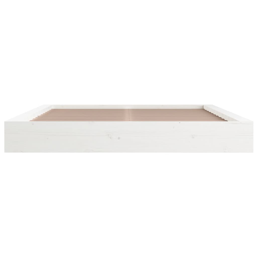 Solid Wood White Bed Frame 140x200 cm - No Mattress Included