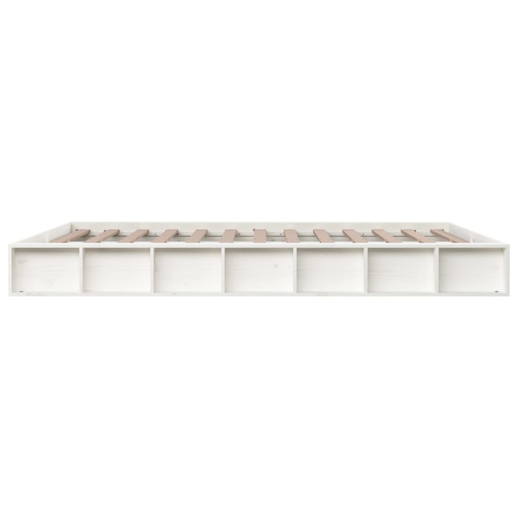 Solid Wood White Bed Frame 140x200 cm - No Mattress Included