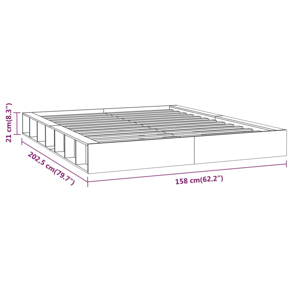 Solid Wood White Bed Frame 140x200 cm - No Mattress Included