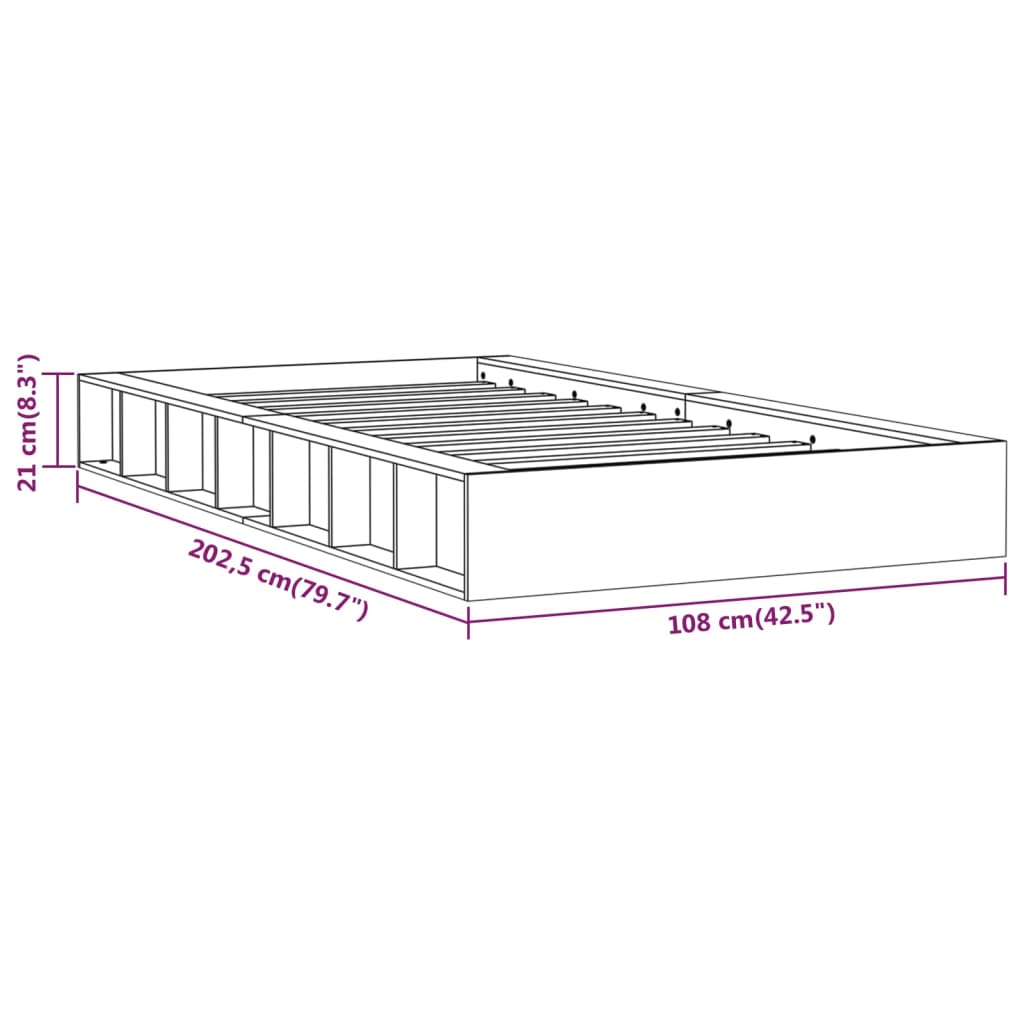Solid Wood Bed Frame 90x200 cm - No Mattress Included