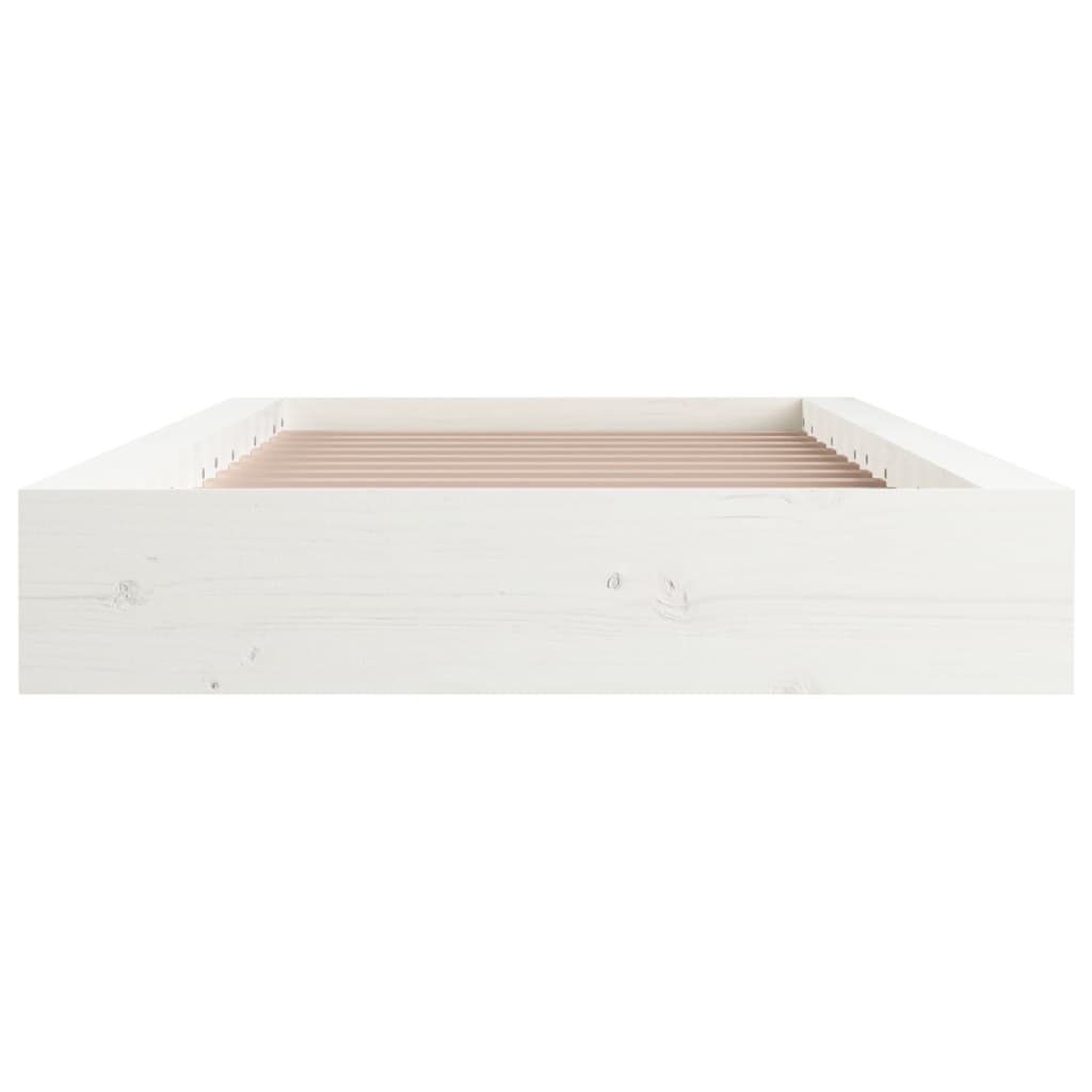 White Solid Wood Bed Frame - 75x190 cm Small Single (No Mattress)
