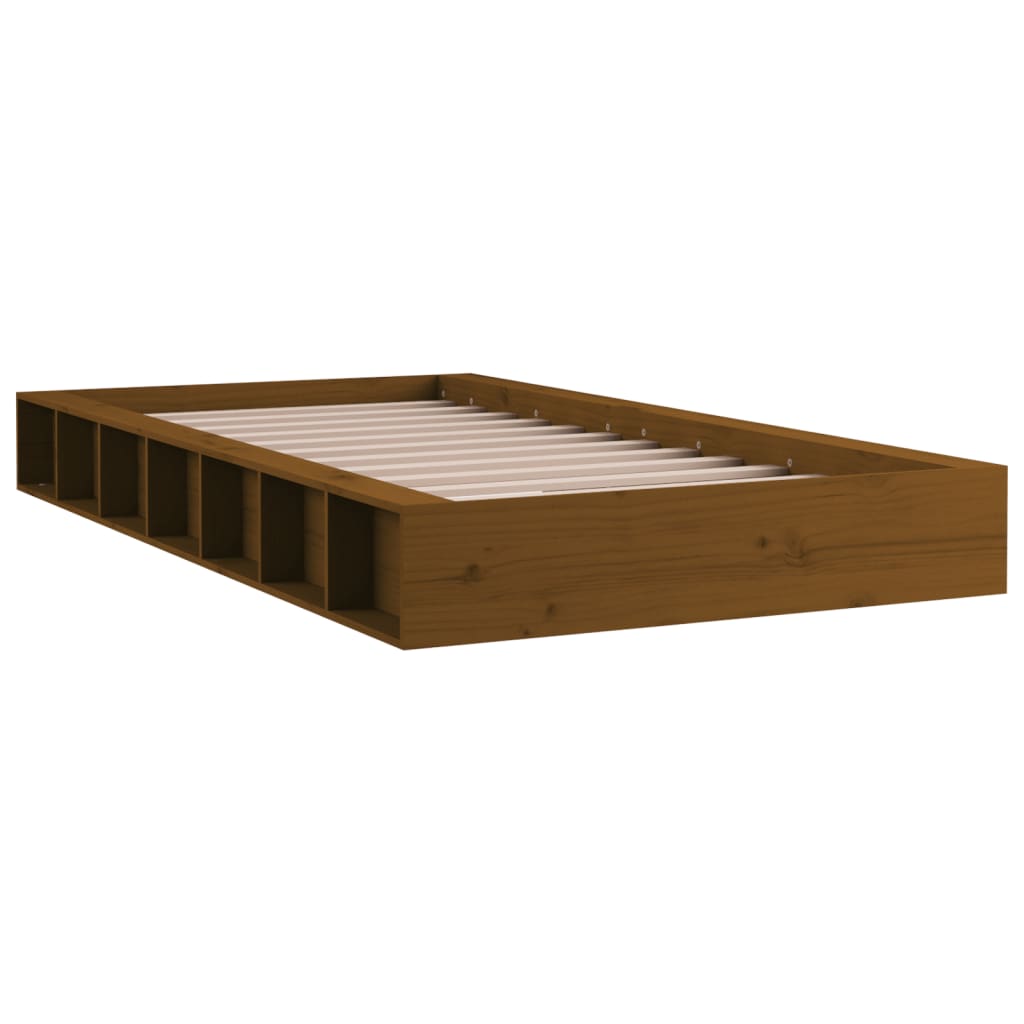 Solid Wood Bed Frame, Honey Brown, Small Single 75x190 cm