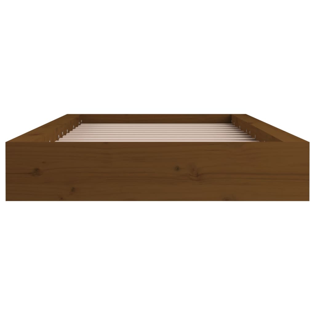 Solid Wood Bed Frame, Honey Brown, Small Single 75x190 cm