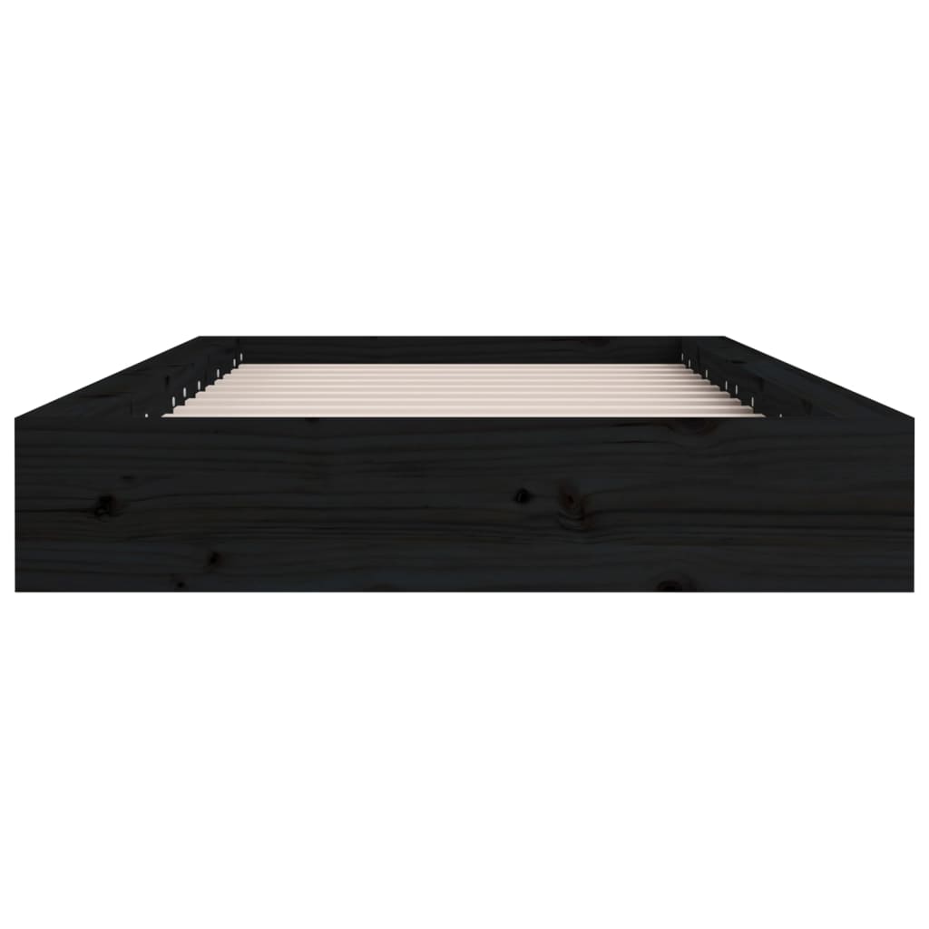 Solid Wood Small Single Bed Frame Black 75x190 cm (Mattress Excluded)