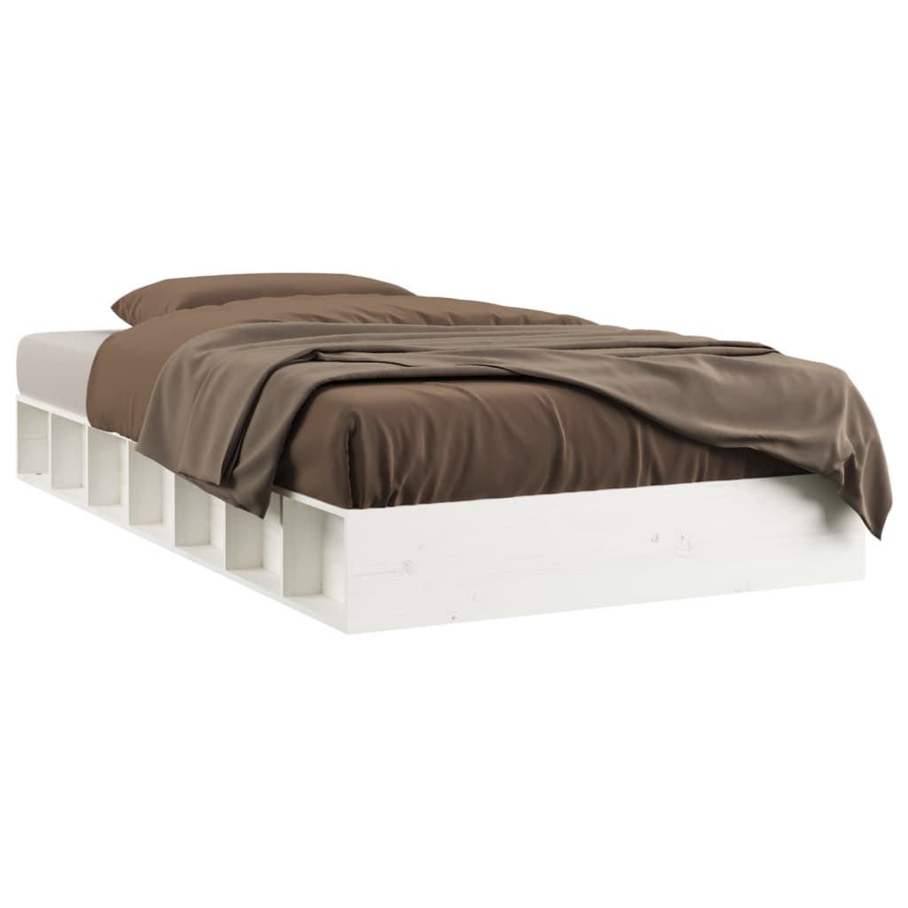 Solid Wood Small Double Bed Frame 120x190 cm - White Finish