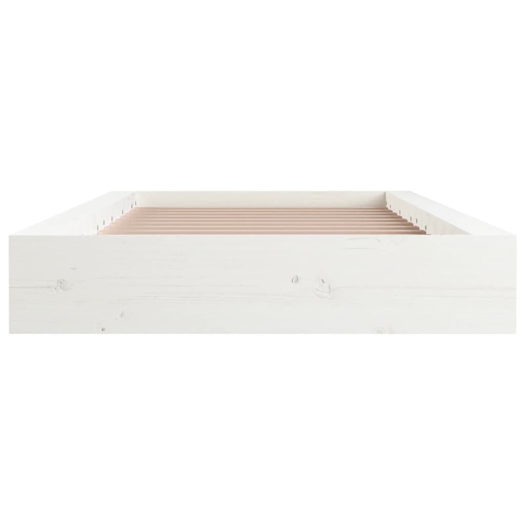 Solid Wood Small Double Bed Frame 120x190 cm - White Finish