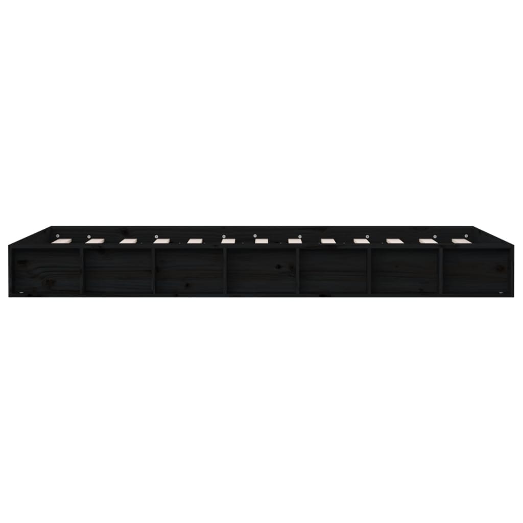 Solid Wood Black Double Bed Frame 135x190 cm - No Mattress