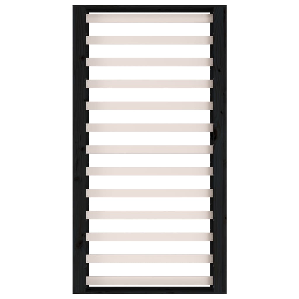Solid Wood Black Double Bed Frame 135x190 cm - No Mattress